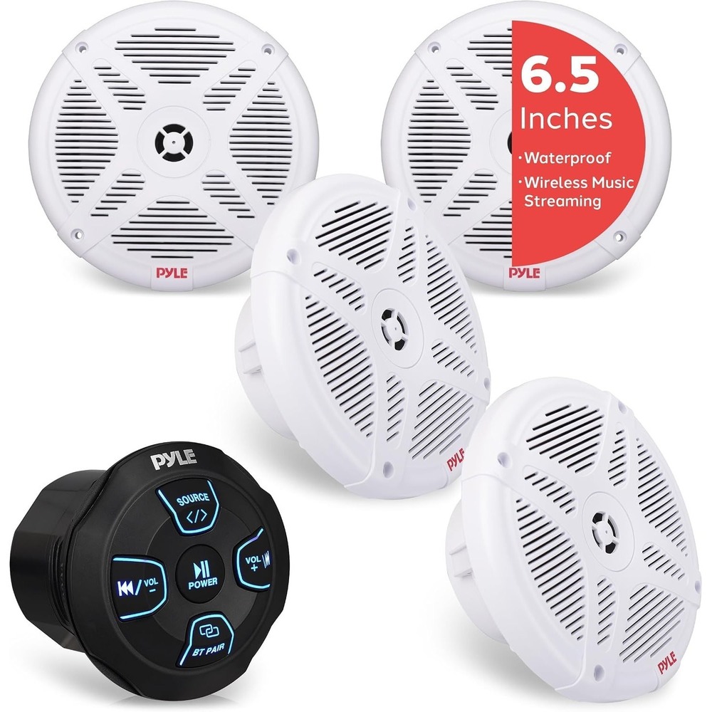 Pyle 6.5'' Water-Resistant Rated Off-Road Marine Speakers w/ Wireless Remote NEW